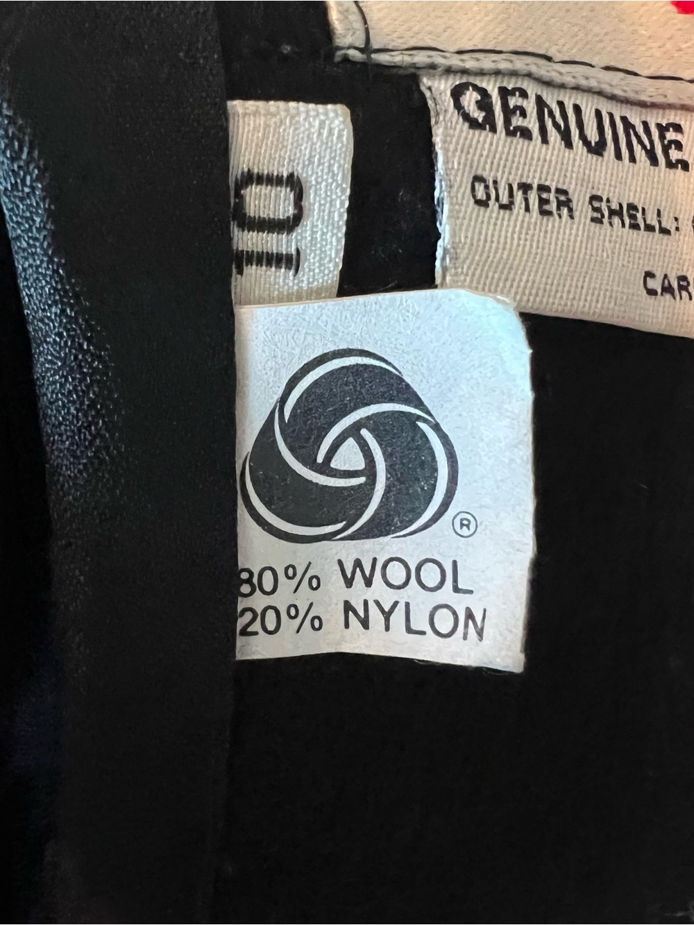 Vintage Havoc Black Wool Leather Trim Long Trench Coat USA Size 10 - Picture 14 of 15